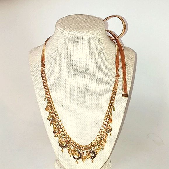 Chan Luu Jewelry - CHAN LUU COINS/CHARMS CHAIN VELVET NECKLACE